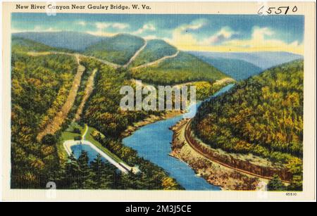 New River Canyon in der Nähe der Gauley Bridge, W. Va. , Valleys, Tichnor Brothers Collection, Postkarten der Vereinigten Staaten Stockfoto