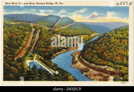 New River Canyon in der Nähe der Gauley Bridge, W. Va. , Valleys, Tichnor Brothers Collection, Postkarten der Vereinigten Staaten Stockfoto