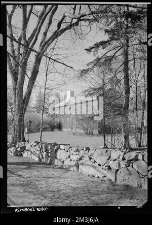 Newbury, Architektur, Wohnungen, Steinmauern. Samuel Chamberlain Fotosammlung Negatives Stockfoto