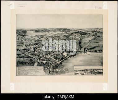 Nein Chelmsford, Mass : On the Merrimac River, 1893 , North Chelmsford Mass., Aerial Views Norman B. Leventhal Map Center Collection Stockfoto