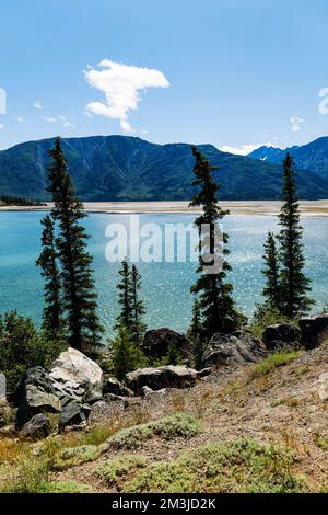 Kluane Lake; Kluane National Park; Saint Elias Mountains; Alaska Highway; Yukon Territory; Kanada Stockfoto