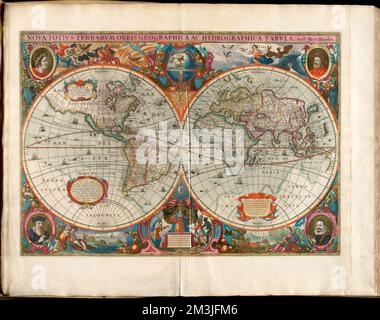 Nova totivs terrarvm orbis geographica ac hydrographica tabvla , Weltkarten, frühe Arbeiten zu 1800 Norman B. Leventhal Map Center Collection Stockfoto