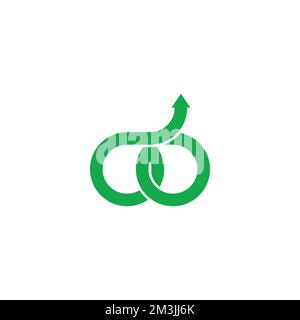 Buchstabe w Unternehmensfinanzierung Pfeil-nach-oben-Diagramm grüner Symbolvektor Stock Vektor