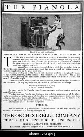 Werbung für die Pianola, den automatischen Klavierspieler der Orchestrelle Company der Regent Street. 1900 Stockfoto