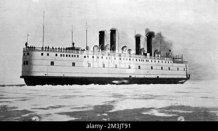 Die Eisbrecher-Eisenbahnfähre, S.S., Baikal, 1900 Stockfoto