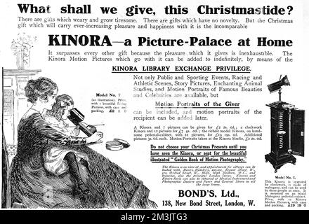 Werbung für Kinora Picture Viewer. Stockfoto