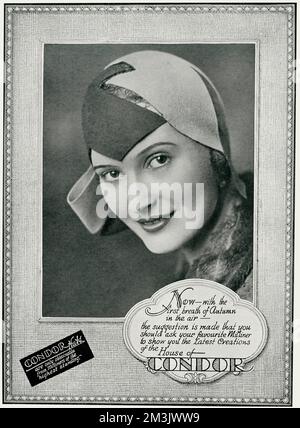 Werbung für Condor Hats 1929 Stockfoto