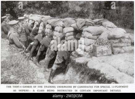 Alliierte Soldaten, die 1916 als Scharfschützen ausgebildet werden Stockfoto