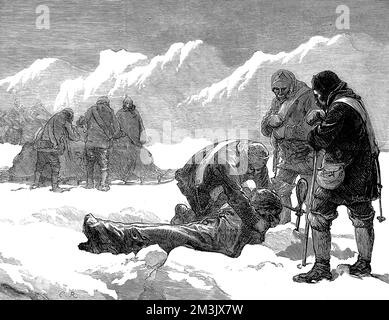 Eine Beerdigung im Eis, British Arctic Expedition, 1875-1876. Stockfoto