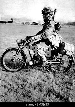 Motorradfahrer der British First Airborne; 2. Weltkrieg Stockfoto