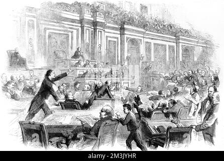 Amerikanischer Bürgerkrieg. Szene im amerikanischen Repräsentantenhaus Stockfoto