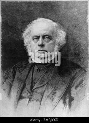 John Bright (1811-1889), englischer Redner und radikaler Politiker. Neben seiner Funktion als Abgeordneter für Durham und Manchester wurde er auch zum Präsidenten des Handelsrates und zum Kanzler des Herzogtums Lancaster ernannt. Stockfoto