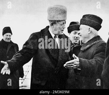 Harold Macmillan und Nikita Chruschtschow Stockfoto
