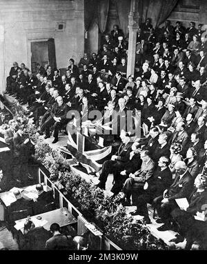 Harold Macmillan sprach vor der Konservativen Partei Conferenc Stockfoto