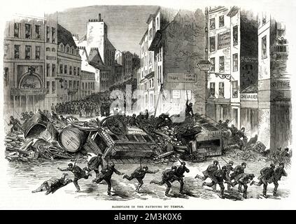Barrikaden im Faubourg du Temple; Deutsch-Französischer Krieg Stockfoto