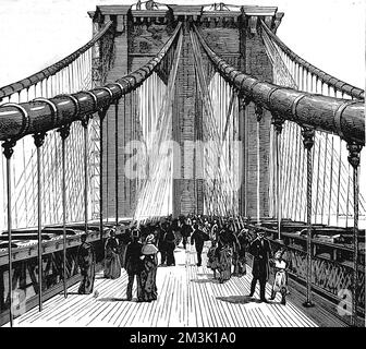 Die Brooklyn Bridge, New York, 1883 Stockfoto