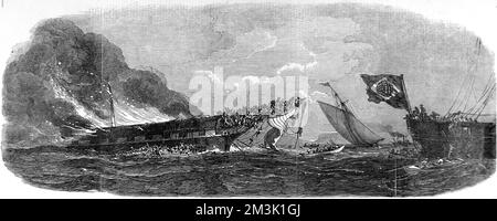 Die 'Ocean Monarch'-Katastrophe, Irische See, 1848. Stockfoto