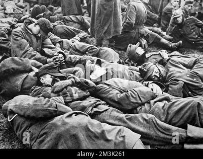 Deutsche Truppen Ruhten; Zweiten Weltkrieg 1945. Stockfoto
