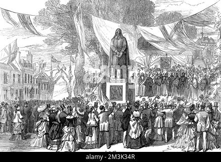 Enthüllt die John Bunyan Statue in Bedford 1874 Stockfoto