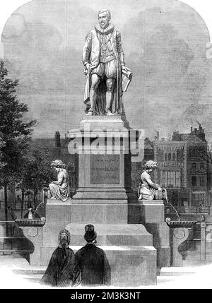 Statue von Sir Hugh Myddelton, Islington Green 1862 Stockfoto