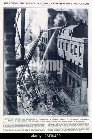 Feuer in Southwark, London 1926 Stockfoto