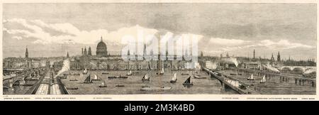 Das nördliche Ufer der Themse von der Blackfriars Bridge nach London Stockfoto