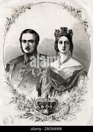 Gedenkporträt von Königin Victoria und Prinz Albert Stockfoto