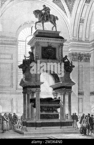 Gravur des Denkmals des Herzogs von Wellington (1769-1852) in St. Paul's Cathedral, 1878. 11. Mai 1878 Stockfoto
