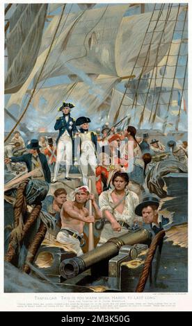 Admiral Nelson und Captain Hardy während Trafalgar. Stockfoto