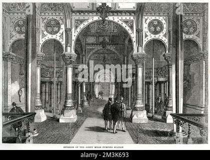 Innere der Abbey Mills Pumping Station, London 1868 Stockfoto