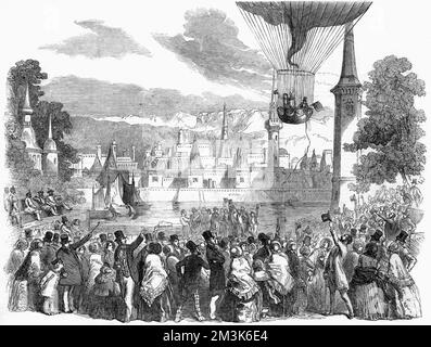 Aufstieg des Nassau Ballons in den Vauxhall Gardens, London Stockfoto