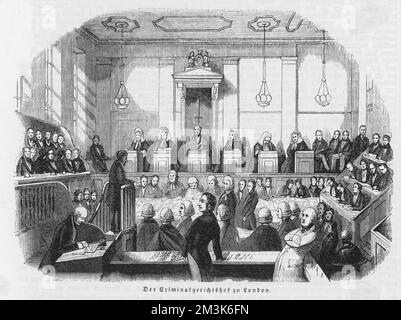 Central Criminal Court, Old Bailey, London 1843 Stockfoto