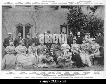 Königliche Gruppe auf Schloss Rosenau anlässlich des Bethrot Stockfoto