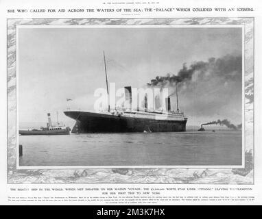 Ein Foto, auf dem die Titanic Southampton auf ihrer verhängnisvollen Jungfernfahrt verlässt. Datum: 20.. April 1912 Stockfoto