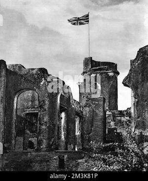 Die Gewerkschaftsflagge über der Lucknow-Residenz Stockfoto