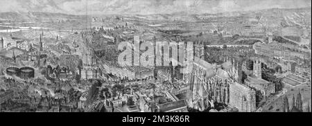 The Graphic's Panorama of London's West End aus dem Jahr 1889. Datum: 21.. September 1889 Stockfoto