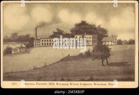 Originalfabrik, 1854, Waltham Watch Company, Waltham, Mass. , Fabriken, Uhrenindustrie, Waltham Watch Company. Waltham Room Kollektion Stockfoto