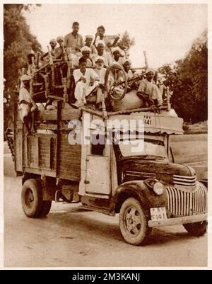 Partition. Flüchtlinge überqueren die Grenze zwischen Pakistan & Stockfoto