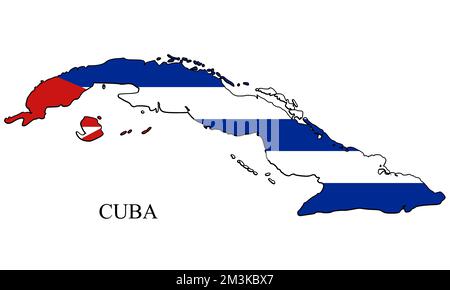 Darstellung des Kartenvektors in Kuba. Weltwirtschaft. Berühmtes Land. Karibik. Lateinamerika. Amerika. Stock Vektor