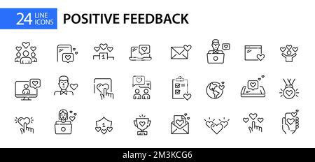 Positives Feedback in sozialen Medien wie Symbolsatz. Pixelgenaue, bearbeitbare Kontur Stock Vektor