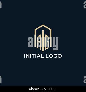 Ursprüngliches Monogramm-Logo der AG mit sechseckiger Form, Design-Ideen-Inspirationsvektor für Immobilienlogos Stock Vektor