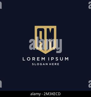AM-Monogramm Initialen Logo-Design mit Shield Icon-Vorlage Stock Vektor