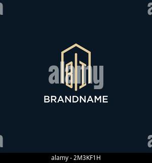 ANFÄNGLICHES MONOGRAMM-Logo mit sechseckiger Form, Design-Ideen-Vektor für Immobilienlogos Stock Vektor