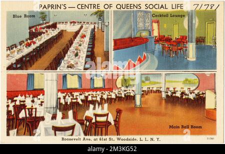 Paprin's -- Centre of Queens Social Life, Roosevelt Ave. At 61. St., Woodside, L. I., N. Y. , Restaurants, Bars, Tichnor Brothers Collection, Postkarten der Vereinigten Staaten Stockfoto