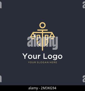 CB-Logo mit ersten Monographien und Design-Ideen im Maßstab- und Säulenstil Stock Vektor