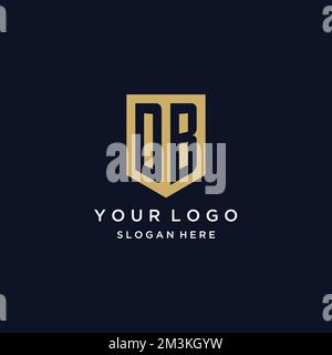 DB-Monogramm Initialen Logo-Design mit Shield Icon-Vorlage Stock Vektor