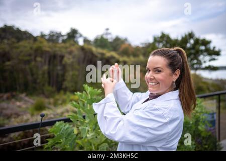 Landwirtinnen, die Pflanzen in asien züchten und anbauen Stockfoto