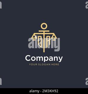 DA erstes Monogramm-Logo mit maßstabsgetreuen und säulenartigen Designideen Stock Vektor