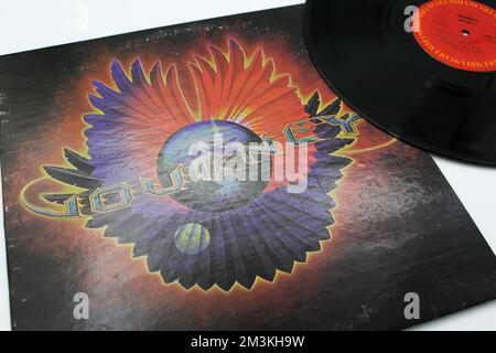 Hard Rock und Soft Rock Band, Journey Band Musikalbum auf Vinyl LP Disc. Titel: Infinity Album Cover Stockfoto