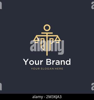DP Erstauflage Monogramm-Logo mit Design-Ideen im Maßstab- und Säulenstil Stock Vektor